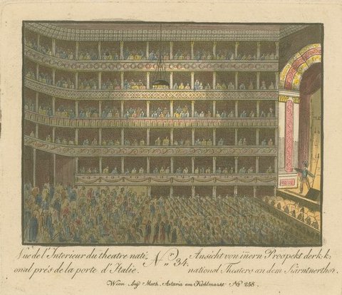 Innenansicht des Kärntnertor-Theaters in Wien, um 1810 – 
von Matthias Artaria veröffentlichter Kupferstich nach einer anonymen Zeichnung - © Beethoven-Haus Bonn, B 2419