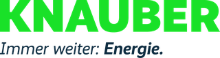 The logo displays "KNAUBER" in large green letters. Below, the slogan reads "Immer weiter: Energie."